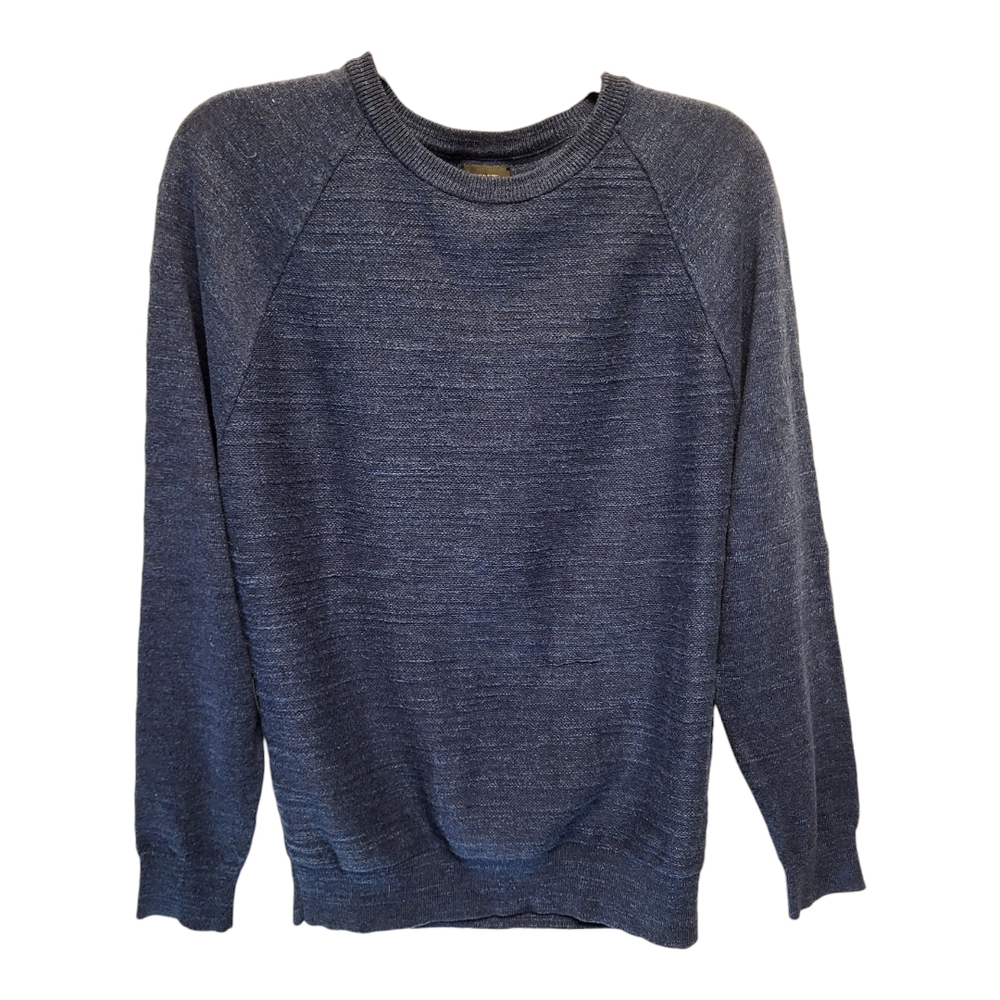 J. Crew Men's Blue Crewneck Sweater with Raglan Sleeves - Size S